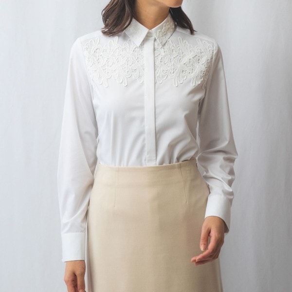 ナラカミーチェ（NARACAMICIE）/【NARACAMICIE】レースシャツカラー長袖シャツ