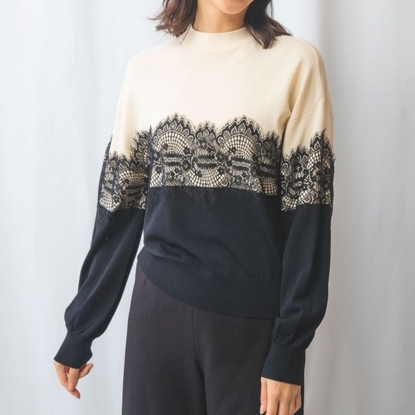 ナラカミーチェ（NARACAMICIE）/【NARACAMICIE】配色ボトルネックレーステーププルオーバーの通販は