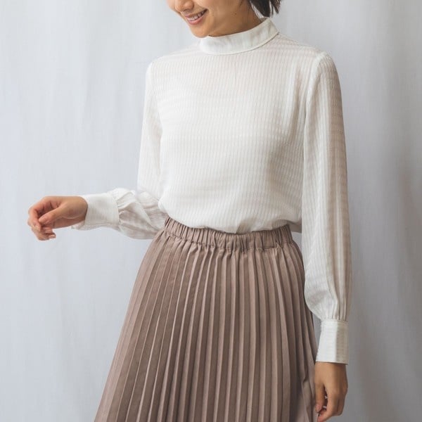 ナラカミーチェ（NARACAMICIE）/【NARACAMICIE】シャドーストライプパイピング長袖ブラウス