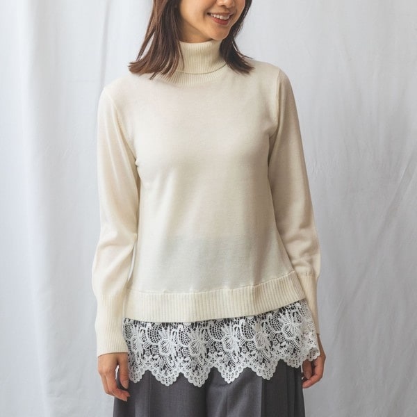 ナラカミーチェ（NARACAMICIE）/【NARACAMICIE】裾レースハイネックニット