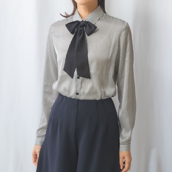 ナラカミーチェ（NARACAMICIE）/【NARACAMICIE】幾何サテンボウタイ付き長袖ブラウス