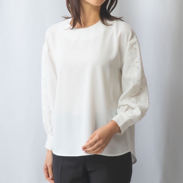 ナラカミーチェ（NARACAMICIE）/【NARACAMICIE】ドビークロス袖レース長袖プルオーバー