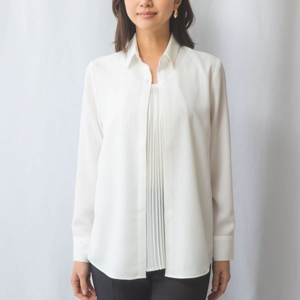 ナラカミーチェ（NARACAMICIE）/【NARACAMICIE】ドビークロスフロントプリーツ長袖シャツ