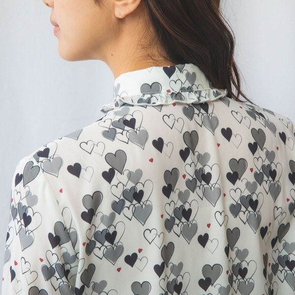 NARACAMICIE ハート柄 長袖ブラウス サイズIII ナラカミーチェ