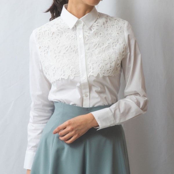 ナラカミーチェ（NARACAMICIE）/【NARACAMICIE】フロントレースブロード長袖シャツ