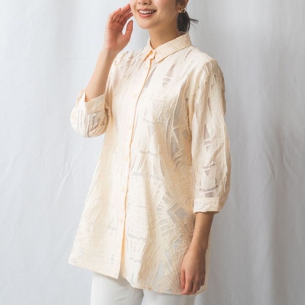 ナラカミーチェ（NARACAMICIE）/【NARACAMICIE】カットジャガード七分袖シャツ