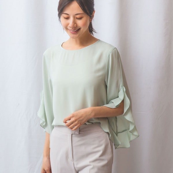 ナラカミーチェ（NARACAMICIE）/【NARACAMICIE】ジョーゼットフリル七分袖ブラウス