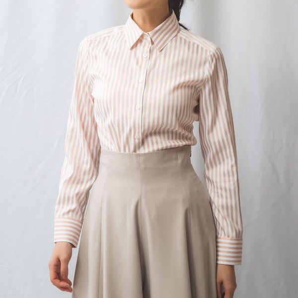 美品 NARACAMICIE 長袖シャツ オレンジ ストライプ ナラカミーチェ NARACAMICIE】ストライプ長袖シャツ(1(M)9号 オレンジ): ナラ