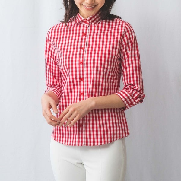 ナラカミーチェ（NARACAMICIE）/【NARACAMICIE】スモールギンガム七分袖シャツ