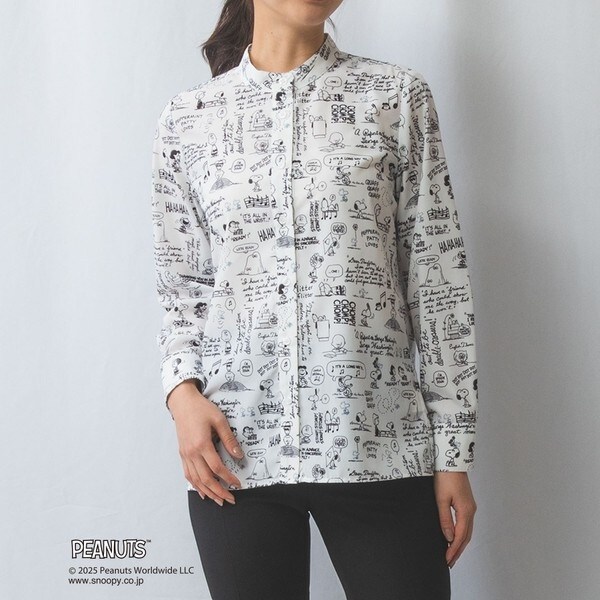 ナラカミーチェ（NARACAMICIE）/【PEANUTS】ドローイングバンドカラー長袖ブラウス