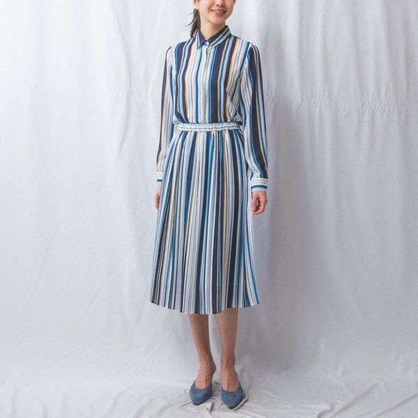 ナラカミーチェ（NARACAMICIE）/【NARACAMICIE】【セットアップ対応】マルチストライププリーツスカート