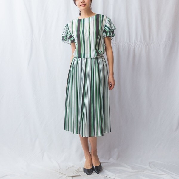 ナラカミーチェ（NARACAMICIE）/【NARACAMICIE】【セットアップ対応】マルチストライププリーツスカート