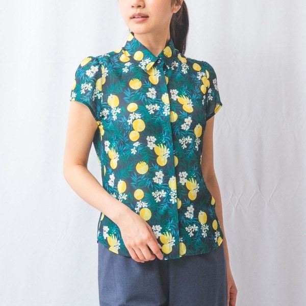 ナラカミーチェ（NARACAMICIE）/【NARACAMICIE】フルーツ柄シフォン半袖シャツ