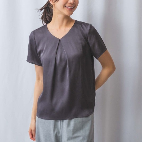 ナラカミーチェ（NARACAMICIE）/【NARACAMICIE】シボサテンタック半袖ブラウス