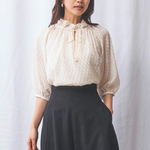 ナラカミーチェ（NARACAMICIE）/【NARACAMICIE】カットジャガードドロストネック七分袖ブラウス