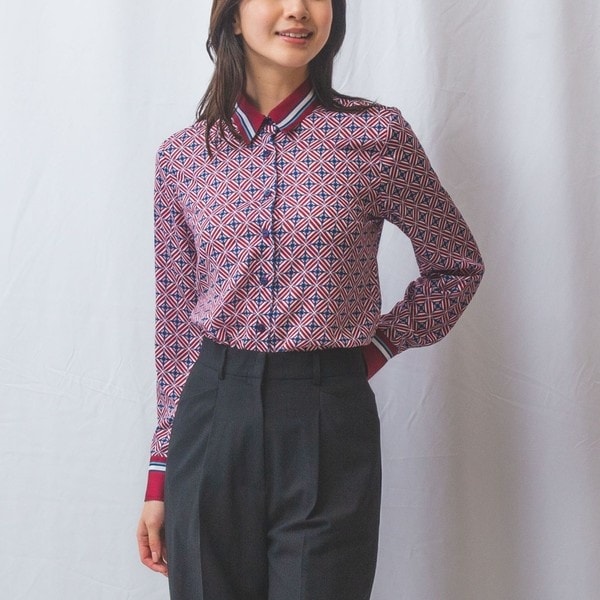 ナラカミーチェ（NARACAMICIE）/【NARACAMICIE】幾何柄サテン長袖シャツ