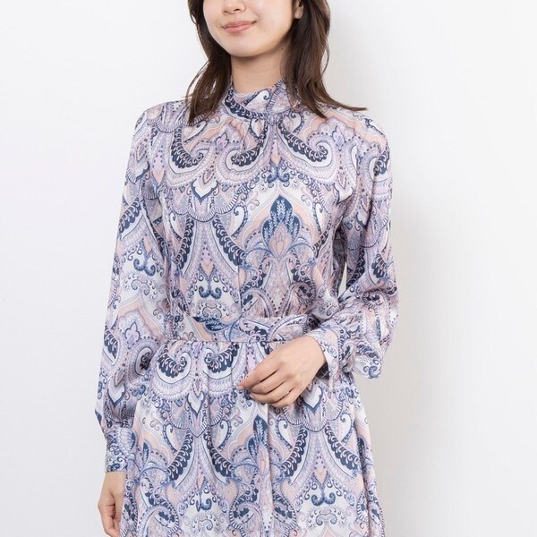 ナラカミーチェ（NARACAMICIE）/【NARACAMICIE】【セットアップ対応】ペイズリー柄ハイカラー長袖ブラウス