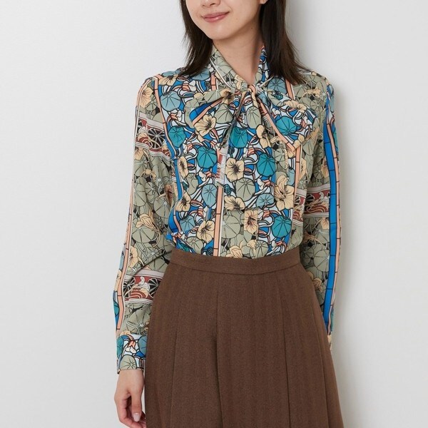 ナラカミーチェ（NARACAMICIE）/【NARACAMICIE】ステンドグラス柄ボウタイ長袖ブラウス