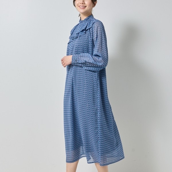 ナラカミーチェ（NARACAMICIE）/【NARACAMICIE】小紋幾何フリルワンピース