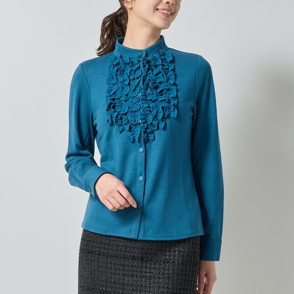 ナラカミーチェ（NARACAMICIE）/【NARACAMICIE】ウールジャージフリル長袖カットソー