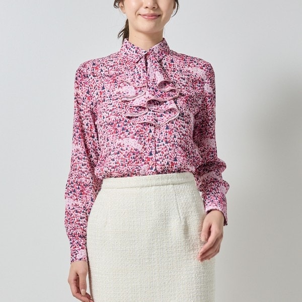 ナラカミーチェ（NARACAMICIE）/【NARACAMICIE】GENIUS森と湖柄取り外しフリル付長袖ブラウス