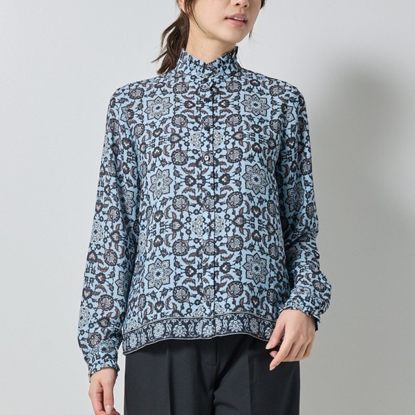 ナラカミーチェ（NARACAMICIE）/【NARACAMICIE】エスニック柄ミニスタンドフリル長袖ブラウス