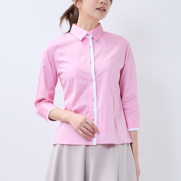 ナラカミーチェ（NARACAMICIE）/【NARACAMICIE】オックスバイカラー七分袖シャツ