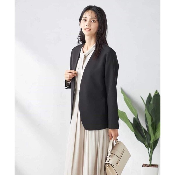 アー・ヴェ・ヴェ（a．v．v）/【洗える/イージーケア/ストレッチ】ダブルクロスノーカラージャケット