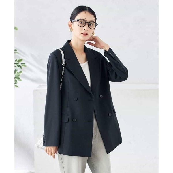 アー・ヴェ・ヴェ（a．v．v）/【洗える/ストレッチ/UVカット】麻調ストレッチダブルブレストジャケット