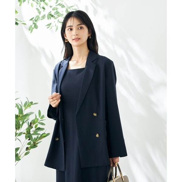 アー・ヴェ・ヴェ（a．v．v）/【接触冷感/UVカット/イージーケア/雑誌InRed(宝島社)5月号掲載】麻調Wブレストジャケット