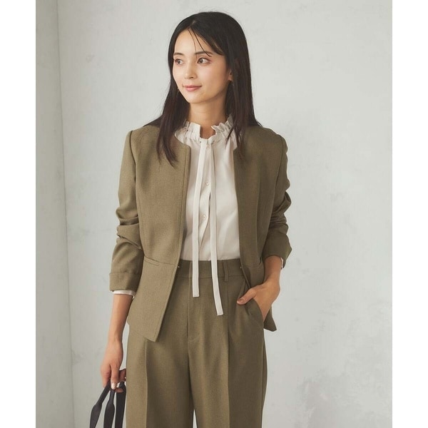 アー・ヴェ・ヴェ（a．v．v）/【洗える/イージーケア/吸水速乾/ストレッチ】梳毛調キーネックジャケット