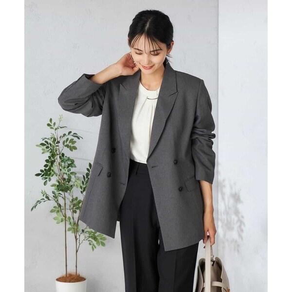 アー・ヴェ・ヴェ（a．v．v）/【洗える/イージーケア/吸水速乾/ストレッチ】梳毛調ダブルブレストジャケット