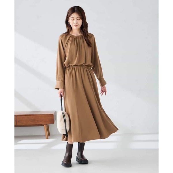 アー・ヴェ・ヴェ（a．v．v）/【洗える】セットアップ見えサテンワンピース