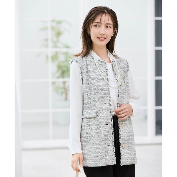 【NEW】アー・ヴェ・ヴェ（a．v．v）/ミックスツイードペプラムジレ