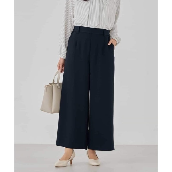 アー・ヴェ・ヴェ（a．v．v）/サテンワイドクロップドパンツ【洗える/速乾/毛玉になりにくい/イージーケア】