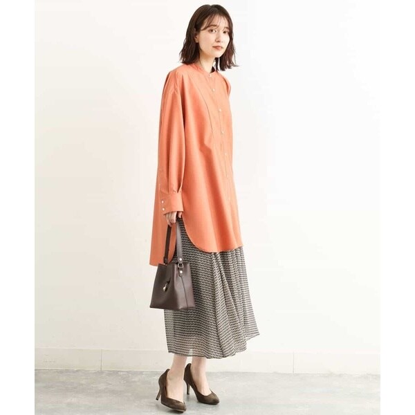 MK ミッシェルクラン/バンドカラーシャツチュニック/洗える MK ミッシェルクラン/バンドカラーシャツチュニック/洗える