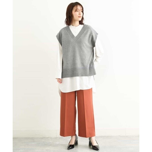 MK ミッシェルクラン/バンドカラーシャツチュニック/洗える