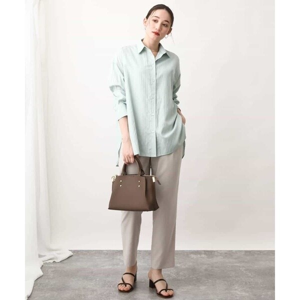 MK ミッシェルクラン（MK MICHEL KLEIN ）/【通勤におすすめ/洗える】ストライプ柄オーバーシャツブラウス_12