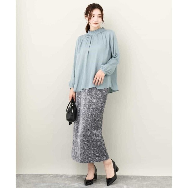 MK ミッシェルクラン（MK MICHEL KLEIN ）/【24AW/トレンド/洗える】ベロアスパンコールナロースカート_7