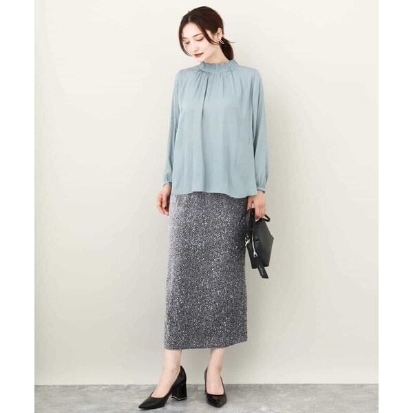MK ミッシェルクラン（MK MICHEL KLEIN ）/【24AW/トレンド/洗える】ベロアスパンコールナロースカート_8