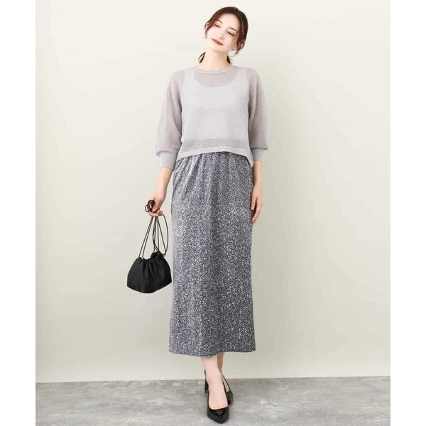 MK ミッシェルクラン（MK MICHEL KLEIN ）/【24AW/トレンド/洗える】ベロアスパンコールナロースカート_11