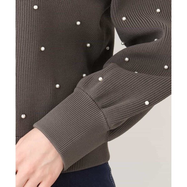 MK ミッシェルクラン（MK MICHEL KLEIN ）/【24AW/秋のライトアウター/洗える】パール調ビーズデザインニットブルゾンの通販は