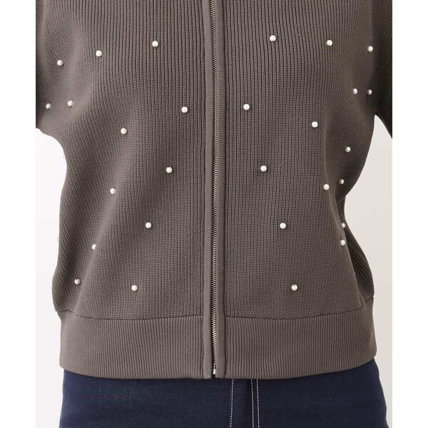 MK ミッシェルクラン（MK MICHEL KLEIN ）/【24AW/秋のライトアウター/洗える】パール調ビーズデザインニットブルゾンの通販は