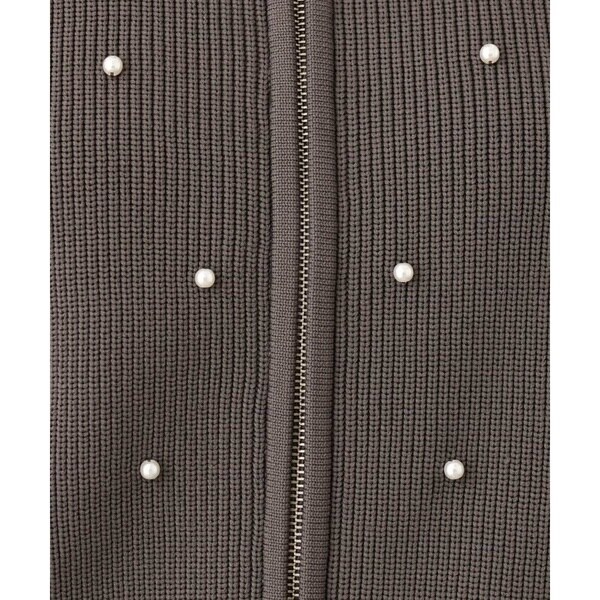 MK ミッシェルクラン（MK MICHEL KLEIN ）/【24AW/秋のライトアウター/洗える】パール調ビーズデザインニットブルゾンの通販は