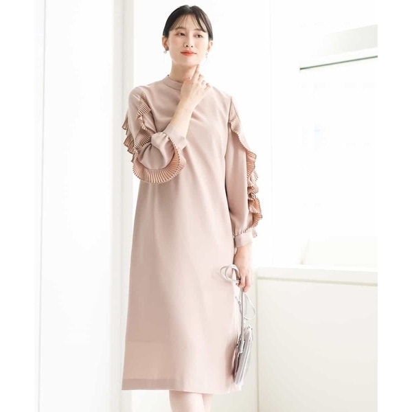 MK ミッシェルクラン（MK MICHEL KLEIN ）/【フォーマル・セレモニー/洗える】サテンジョーゼットプリーツフリルスリーブワンピースの通販は 18,975円