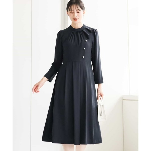 MK ミッシェルクラン（MK MICHEL  ）/【フォーマル・セレモニー/洗える】サテンジョーゼットパール調ドレープデザインワンピース