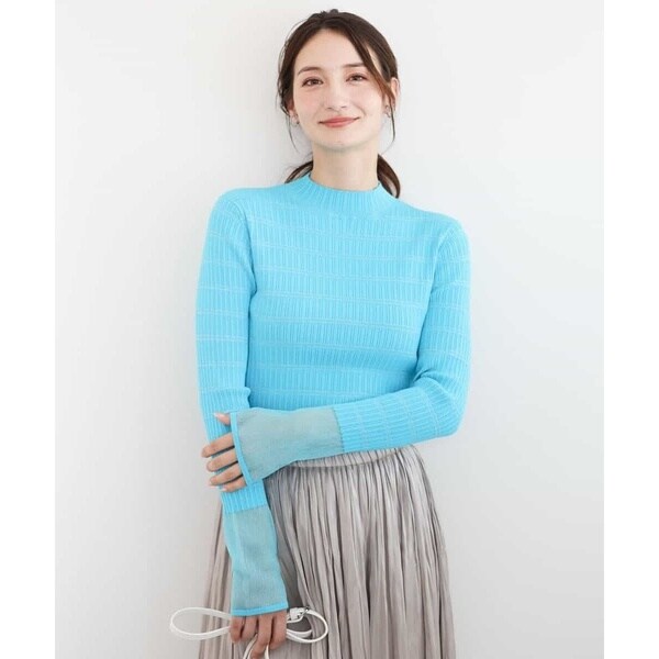 MK ミッシェルクラン（MK MICHEL KLEIN ）/【春ニット/ラメ/洗える】ラメボーダーシアー切替えリブニットの通販は