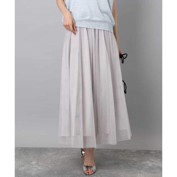 MK ミッシェルクラン（MK MICHEL KLEIN ）/シャイニーチュールシフォンスカート/洗える