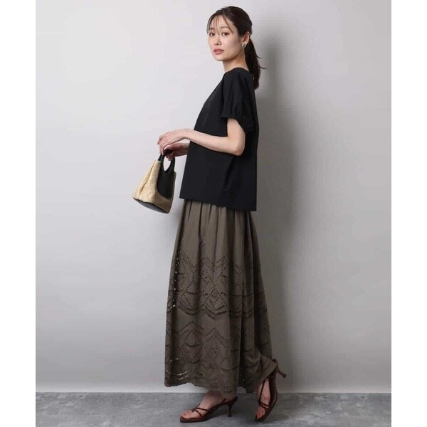 MK ミッシェルクラン（MK MICHEL KLEIN ）/コットン刺繍カットワークギャザースカート/洗える_9
