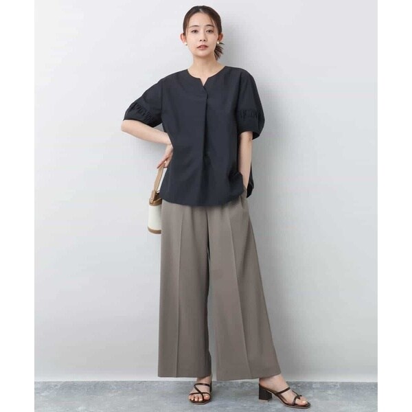 MK ミッシェルクラン（MK MICHEL KLEIN ）/センタープレス入りストレートワイドパンツ/UVカット/接触冷感/速乾/洗える